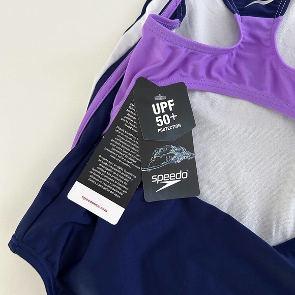 Speedo Girl's Size 12 Sweet Taro Purple One Piece Infinity Splice Swimsuit NWT - Picture 4 of 13